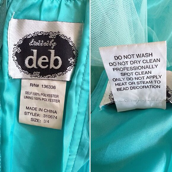 Vintage Y2K Deb Seafoam Rhinestone Beaded Strapless Tulle Prom Dress NWT XS - Picture 2 of 12